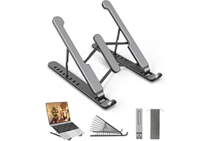 Aovuyck-Store Soporte Portátil, 8 Ángulos Ajustable Ventilado Elevador Portátil, Laptop Stand con Plástico ABS, Silicona Antideslizante, para Portátiles, Tableta, Teléfono, (10-15,6 ")