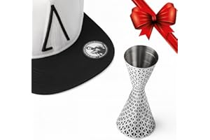 Kidia Jigger Professionale 30/60 ml – Acciaio Inossidabile 304 – Texture Geometrica Laser – Misurino Cocktail con Tacche 10/20/30 e 30/45/60 ml – Packaging Cappello da Baseball – Mixology Premium