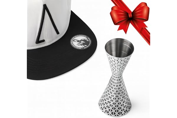Kidia Jigger Professionnel 30/60 ml – Acier Inox 304 – Texture Géométrique Laser – Double Mesure Précise avec Repères Internes – Packaging Original en Casquette Blanche