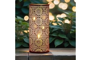 MARRAKESCH Lanterna portacandele Orientale in Metallo - Portacandele per Giardino - Amelle Oro - trasmettere Una buona Atmosfera - Passare Un Buon Momento in Giardino