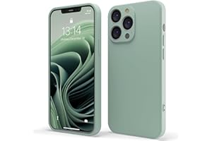 Red Ember, Funda ultrafina a prueba de golpes para iPhone 14 Pro Max, de silicona líquida con acabado mate, con forro de microfibra suave antiarañazos, Verde salvia