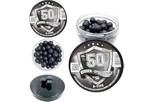 RUBBER-STEEL BALLS 50 pcs. Premium Quality Hard Mix Rubber Steel Balls 2.7 Grams Heavy Reusable Ammo Projectiles Paintballs Reballs Powerballs for Shooting Training Home and Self Defense Pistols in 50 Caliber (S-Style)