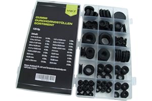HWZ Arandelas 125 unidadesArandelas de goma en 18 tamaños, tapones de goma para carrocería, tapones ciegos.