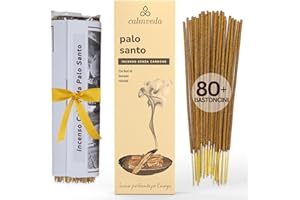 CALMVEDA bastoncini incenso palo santo - (80 incenso naturale) pulito niente carbone incenso, Realizzato Con Fiori Riciclati | Incensi Utilizzato profumo dolce e legnoso con sentore di agrumi