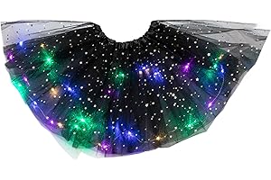DONEMORE7 Tutu-Rock mit Sternen und Pailletten, für kleine Mädchen, LED-Licht, Tutu-Rock, neonfarben, leuchtend, Partykleid, Tanzkleid, Prinzessinnenkleidung, Ballett für 3-8 Jahre alte Kinder