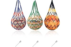 DHISPERARES 3 Piezas Redes de Pelota con 3 Agujas Inflables, Bolsa de Globo Grande de Malla, Bolsa para Balón, Red Para Balones de Futbol, Bolsa de Nailon Reutilizable Para Pelotas Baloncesto, Fútbol, Voleibol