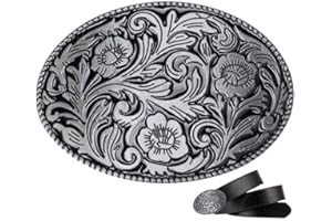 Luxylei Hebilla De Cinturón con Diseño De Flores Vintage, Hebillas De Cinturón Occidentales para Cinturón Vaquero De 3,8 Cm, Componentes DIY