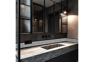 Funlife 3 Rolls Self-Adhesive Border, Wallpaper Border, Self-Adhesive Wall Tattoo in Greek Style, Wall Border Adhesive Film for Bathroom, Mirror, Kitchen, Waterproof Room Decoration, 10 x 200 cm