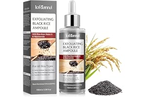 LOFUANNA Peel Shot Glow Rice Peeling Ampoule, sérum exfoliant de riz noir doux pour le visage et le corps, rétrécissement des pores et hydratation profonde pour tous les types de peau