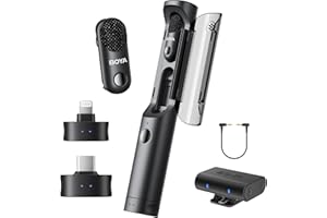 BOYA Magic 4 in 1 Trasformabile Mini Microfono Wireless, Lavalier/Manuale/Scrivania/Videocamera Microfono Lavalier per Camera/iPhone/Android, Vlogging e Streaming(2TX+3RX)