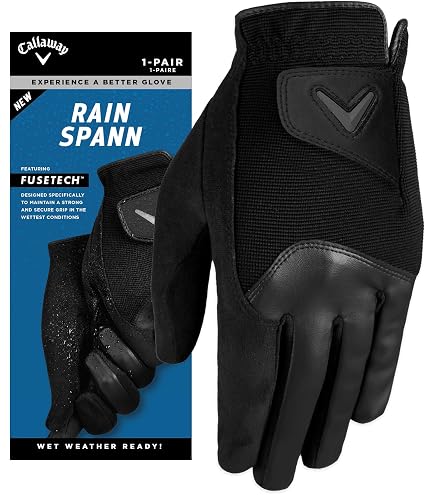 Footjoy RainGrip Guanti Da Golf Uomo - Palmo In Pelle Scamosciata Sure-Grip, Tessuto QuickDry, Colore Nero - 2