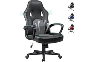 Homall Comfy Gaming Chair, Breathable Computer Chair with Lumbar Support, High Back Office Height Adjustable Reclining Chair, PU Leather Gamer Chair, Study Work (Grey)