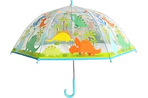 Yuhu.kids Regenschirm Kinder | Schirm | Stockschirm | Dinosaurier | Manuell | 73 cm | Geschenke für Mädchen und Jungen | Regenschirm Schule | T-Rex | Dino | Einhorn | Geburtstagsgeschenk