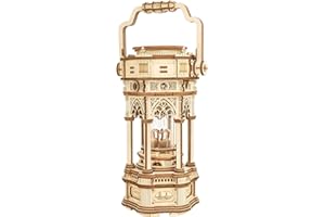 ROKR Drewniane puzzle 3D, zestawy modeli dla dorosłych do budowy wiktoriańskiej latarni, mechaniczna pozytywka, prezenty urodzinowe dla nastolatków i dorosłych (wiktoriańska latarnia)