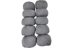 DELFINO WOLL DOLOMITI Yucon 10 Gomitoli Lana da 50g - Disponibile in più Colori - Filato Colore Grigio Medio - Composizione: 70% Lana, 30% Acrilico - 100% Made in Italy - 703
