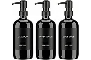 Shampoo och balsamdispenser med rostfritt stålpump (svart), shampoodispenser set 3-pack - 600ml påfyllningsbara PET-duschflas