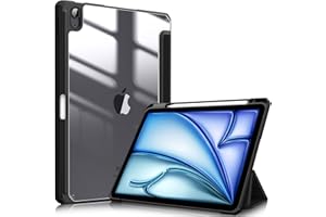 FINTIE Etui do iPada Air 11 cali M3/M2 (2025/2024), iPada Air 5./4. Generacji 10,9 cala (2022/2020) - [z Uchwytem na Długopis] Cienkie Etui Przezroczyst Obudowa na Wstrząsy, Czarne