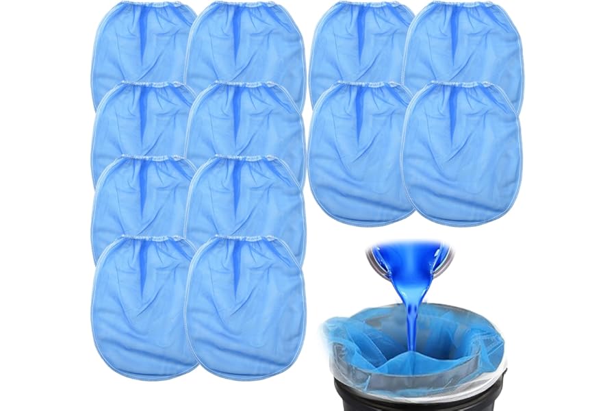 12 Pcs Paint Strainer for Emulsion,Filters Strainers,Sieve Bags,1 Gallon Nylon White Fine Mesh With Elastic Top Opening for Spraying,Ink And Gardening Hydroponics,for Sieves Screen for Buckets(Blue)