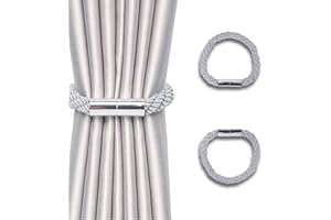 NAHUAA Sujeta Cortinas con Iman Recoge Cortinas Gris Alzapaños Magnetico sin Taladro para Cortinas Delgadas o Gruesas, 2 Piezas