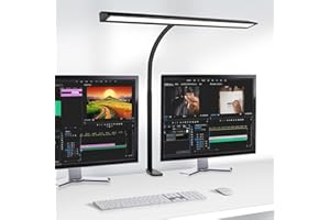 Qooltek Led Desk Lamp for Home Office, Aluminum Strip Desk Light with 3 Color and 10 Brightness Levels, USB Powered Computer Monitor Lamp for Reading Working, 10W