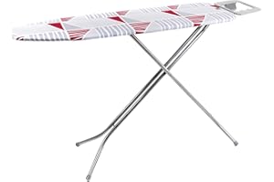 Kleeneze KL063052UKMEMEU 120 x 38 cm Planche à Repasser Pliable, Motif Memphis Raspberry, Table Repassage avec Repose-Fer, Housse en 100% Coton et Lavable en Machine, Peu Encombrant