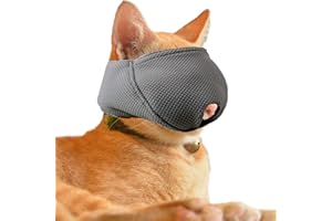 OHCOZZY Museruola Gatto con Rete Traspirante, Maschera per La Bocca del Gatto per Prevenire I Morsi e La Masticazione(XS, Nero)