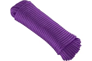 KuTi Kai 20M(64FT) Powerful Nylon Rope,Solid Nylon Line,Thick Multipurpose Durable Long Rope for Wedding,Fishing and DIY etc (2mm, Purple)