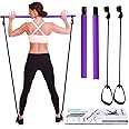 I-WILL Pilates Bar Kit with Resistance Band Portable Exercise Stick with Foot Loop for Yoga, Stretch, Sculpt, Twisting, Sit-Up Bar Resistance Band Home Fitness Gym Bodybuilding Workout for Women Men