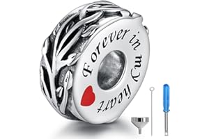 APOTIE Sterling Silver Cremation Urn Bead Charm for Ashes - S925 Holds Ash Keepsake Pendant Love Heart Memorial Jewelry Gifts for Women Loss Loved One