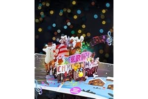 XM-MENGPANWEI Tarjetas Navidad 3D Pop Up, Tarjetas de Navidad con Música y Luz,Christmas Cards con Puede Grabar Audio,Hermoso con Sobres,para Niños Familia Regalos