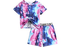 Arshiner Filles Ensembles de Vêtements été Coloré T-shirt et Short Set Enfants Sport Loisirs Mode Ensemble pour Fille 5-14 ans
