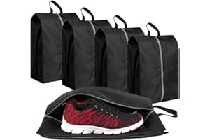JAONLD Schuhtasche Reise 4 Stück Schuhbeutel Wasserdicht, Schuhtasche Sport zum Verpacken,Schuhbeutel Reise,Schuhtasch mit Reißverschluss für Trennung von Schuhen Kleidung Reisezubehör (Schwarz)