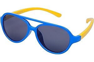 Qixuan Lunettes de Soleil Bébé et Enfants (3-8 ans) QIXU Caoutchouc Flexible Lunettes Garçon et Fille Polarisées UV400