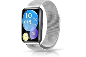 ZoRoll Armband Kompatibel mit Huawei Watch Fit 2, Edelstahl Ersatzarmband Mesh Metall Uhrenarmband, Magnetisch Verstellbarer Ersatzband Kompatibel mit Huawei Watch Fit 2 - Silber