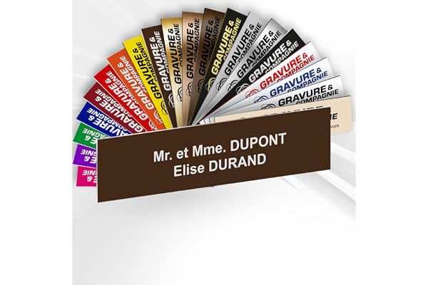 Plaque Boîte aux Lettres Personnalisable De 1 À 3 Lignes – Nom Gravé – Adhésive PVC – 10 x 2,5 cm (Marron)