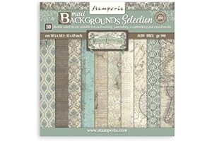 Stamperia Bloc de álbumes de Recortes, 10 Hojas de 30.5 x 30.5 (12 x 12) Maxi selección de Fondo Voyages Fantastiques, Multicolor, 30 cm