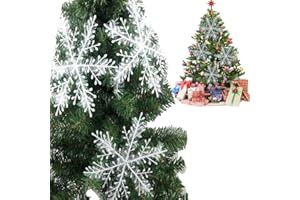 OUOQI 30 pcs Copo de Nieve Decoración,Copo de Nieve Blanco Decoración,Decoración Navideña Copo Nieve,Adorno de Copo de Nieve de plástico,Copo Nieve Decoraciones para árboles de Navidad Boda Fiestas (2)