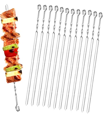 Spiedini In Acciaio Inox 40cm - 12 Pezzi Per Barbecue - Foto 13