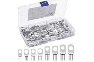 Elecoutek 120PCS Terminales de Cobre Estañado Terminales Cables Electricos 6mm² 10mm² 16mm² 25mm² Terminales de Conectores de Anillo de Alambre SC para Batería Coche, Moto, Barcos