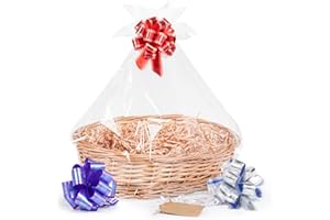Woodluv Create Your Own, Wicker Gift Hamper Oval Basket Kit Christmas Presents, Christening, Wedding, Baby Shower or Birthday Gift - Natural