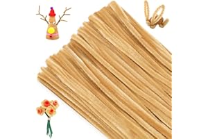 G2PLUS 100PCS Chenilla Tallos Limpia Pipas Alambre de Chenilla 6 mm × 30 cm Limpiapipas Manualidades Limpiador de Pipas para Manualidades y Decorar (Marrón Claro）