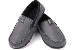 Zizor Pantoufles pour homme en daim - Avec semelle en caoutchouc antidérapante - Pour l'intérieur et l'extérieur