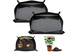 Lunza 2pcs Tapis de Rempotage de Plantes 100x100cm PE Tapis de Jardinage Imperméable Coussin de Pot de Jardinage Pliable pour Rempotage Plantes Succulentes Jardin intérieur Plant Care (Noir)