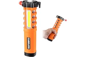 CARELITE Emergency Car Hammer Escape Tool, 5-in-1 Essential Rescue Survival Kit with Seatbelt Cutter, Window/Glass Hammer Breaker, Torch Work Light and Alarm SOS with Magnetic Base (Batteries Included)