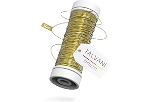 TALVANI Schmuckdraht | Basteldraht – Hochwertiger Draht zum Basteln – Premium Blumendraht, DE Versand – Verbesserter Schmuck Draht zum Dekorieren in Gold, Ø 0,30 mm | 50 m