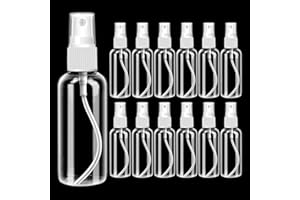 Chmejia 12 Stück Sprühflasche Kleine 50ml Leere Sprühflaschen Zum Befüllen Parfümzerstäuber Sprayflasche Transparent Kunststoff Zerstäuber für Flüssige Kosmetika Wasser Alkohol
