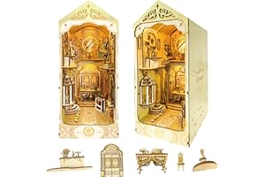 LUUWIK Elf Stargaze Book Nook Kit, DIY Miniature Dollhouse Booknook Kit, 3D Wooden Puzzle Bookend Insert a Fantasy Escape for Bookshelf with LED Light for Teens and Adults