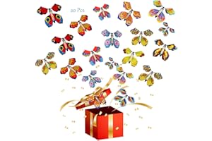 VEGCOO Magic Butterfly 20 Pcs Magic Flying Butterfly Card, Rubber Band Butterfly as Birthday Gifts, Performance Props, Children Surprise Gifts (A-20)
