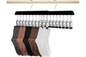 ‎GMEDHC GmeDhc 2 Stück Sockentrockner Wäscheständer aus Holz, Winddicht Trockengestell mit 10 Clips für Socken, für Socken, Unterwäsche, Mütze, Schal, Handtücher, Schuheinlagen