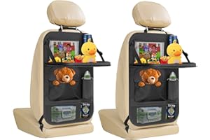 ERWEY Auto Rückenlehnenschutz 2 PCS Autositz Organizer Rücksitz Organizer mit Tablet/Telefon Aufbewahrung Wasserdicht Multifunktionale Auto Aufbewahrungstasche mit vielen Sack, Schwarz